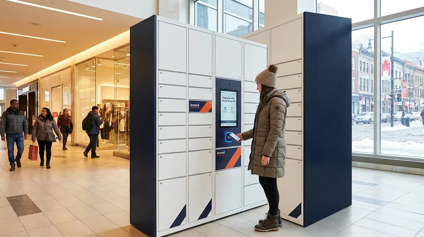 Casier intelligent MesColis dans un centre commercial canadien